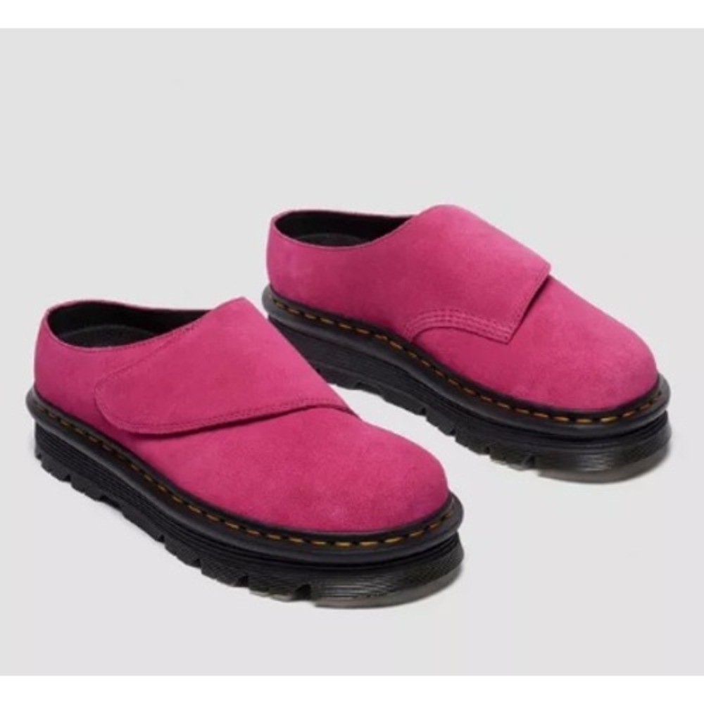 Dr. Martens Zebzag‎ AnyWair Fuchsia Pink Bronx Suede Platform Mules Size 8